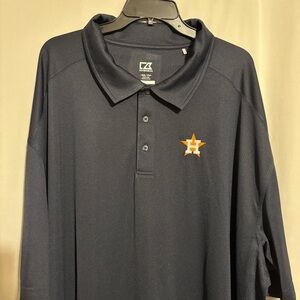 Cutter and Buck 4XB Men's Navy Blue Polo Shirt with Houston Astros logo